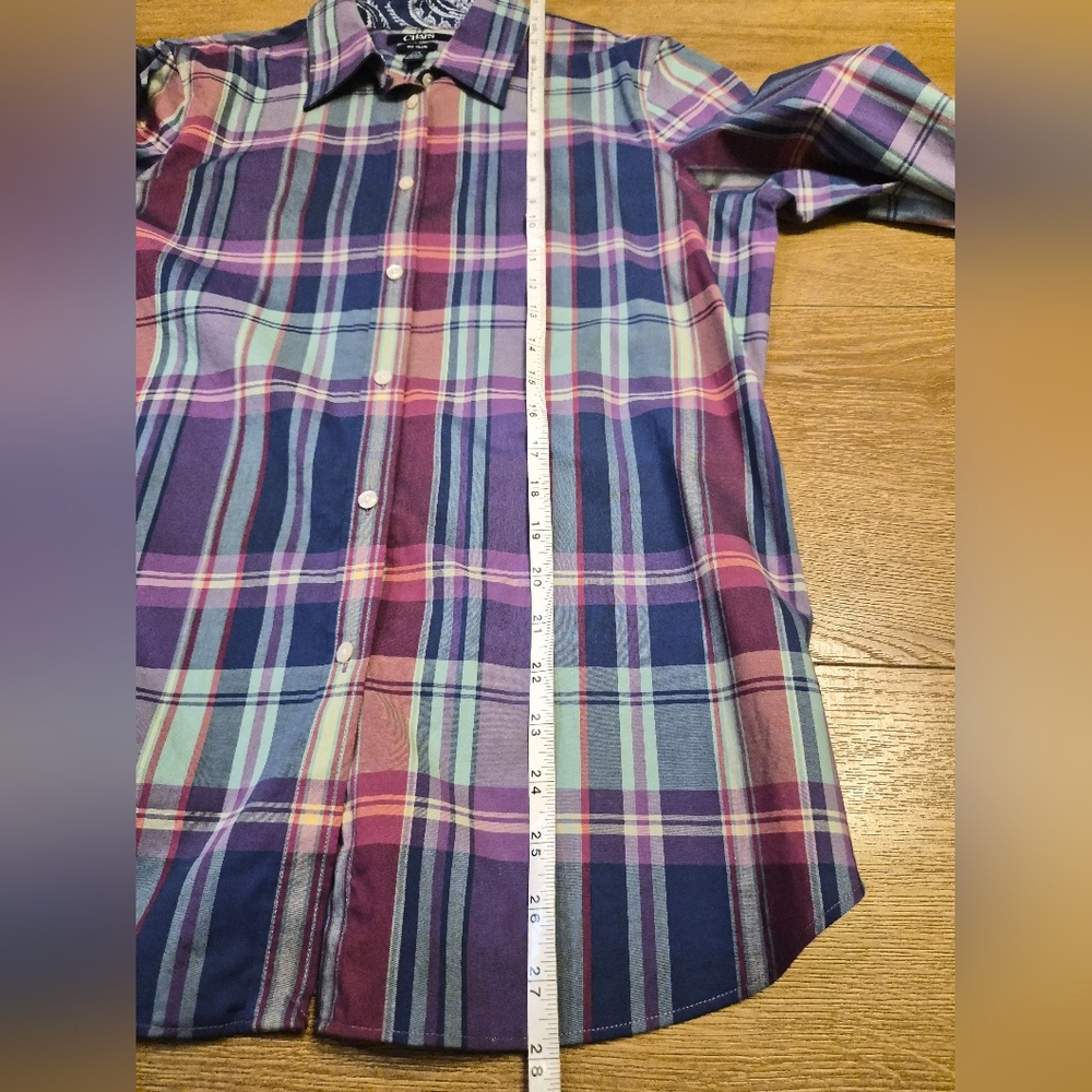[LIKE NEW] CHAPS Blue and Purple Plaid Button Down Shirt Womens Large - Picture 8 of 10